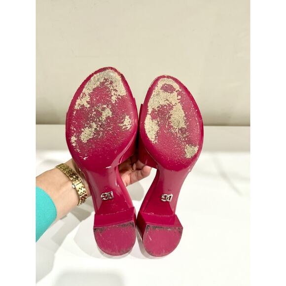 Dolce & Gabbana Slip On Cutout Block Heel Slide Sandals Magenta Pink Women's 37 - Picture 7 of 7